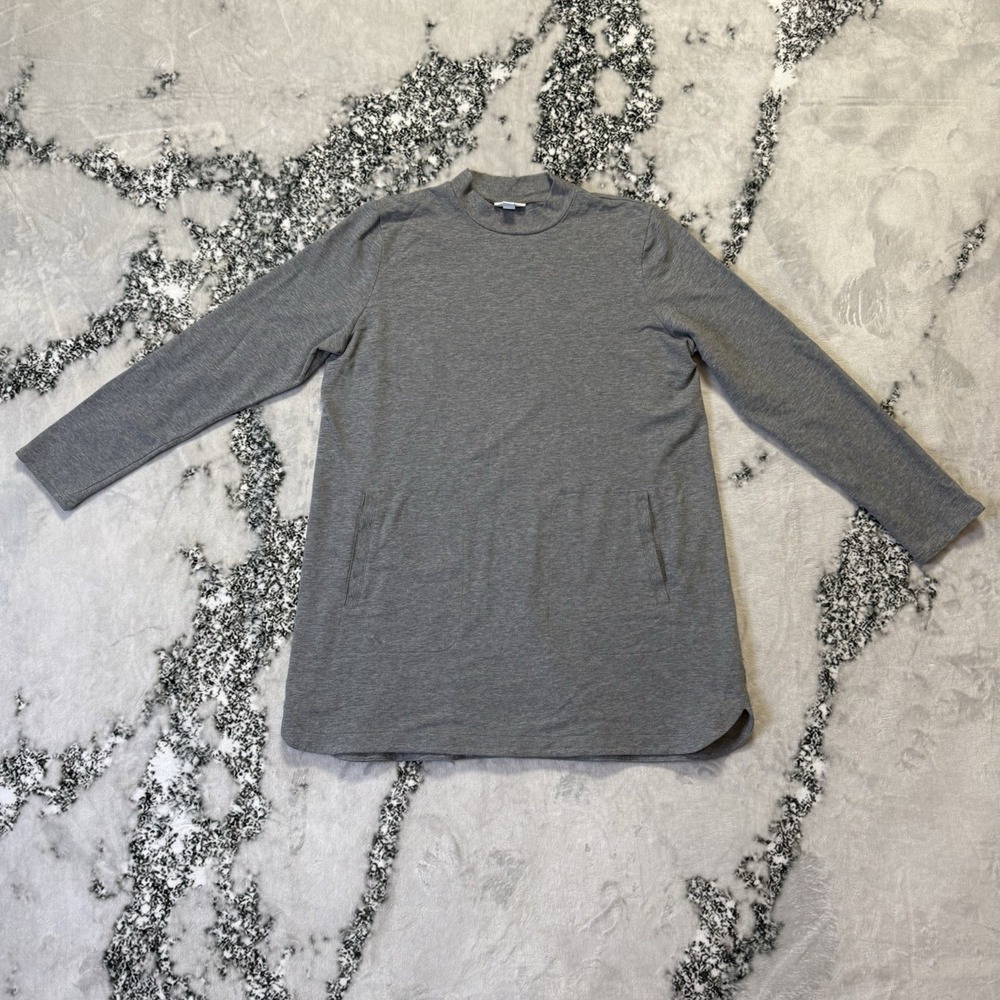 Pure Jill Tunic Womens Size M Gray Pima Cotton Blend Lightweight 3/4 Sleeve Crew